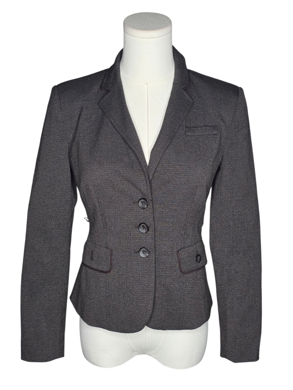 Halogen Petite Gray Fitted Blazer Career Office Jacket Stretch 0P